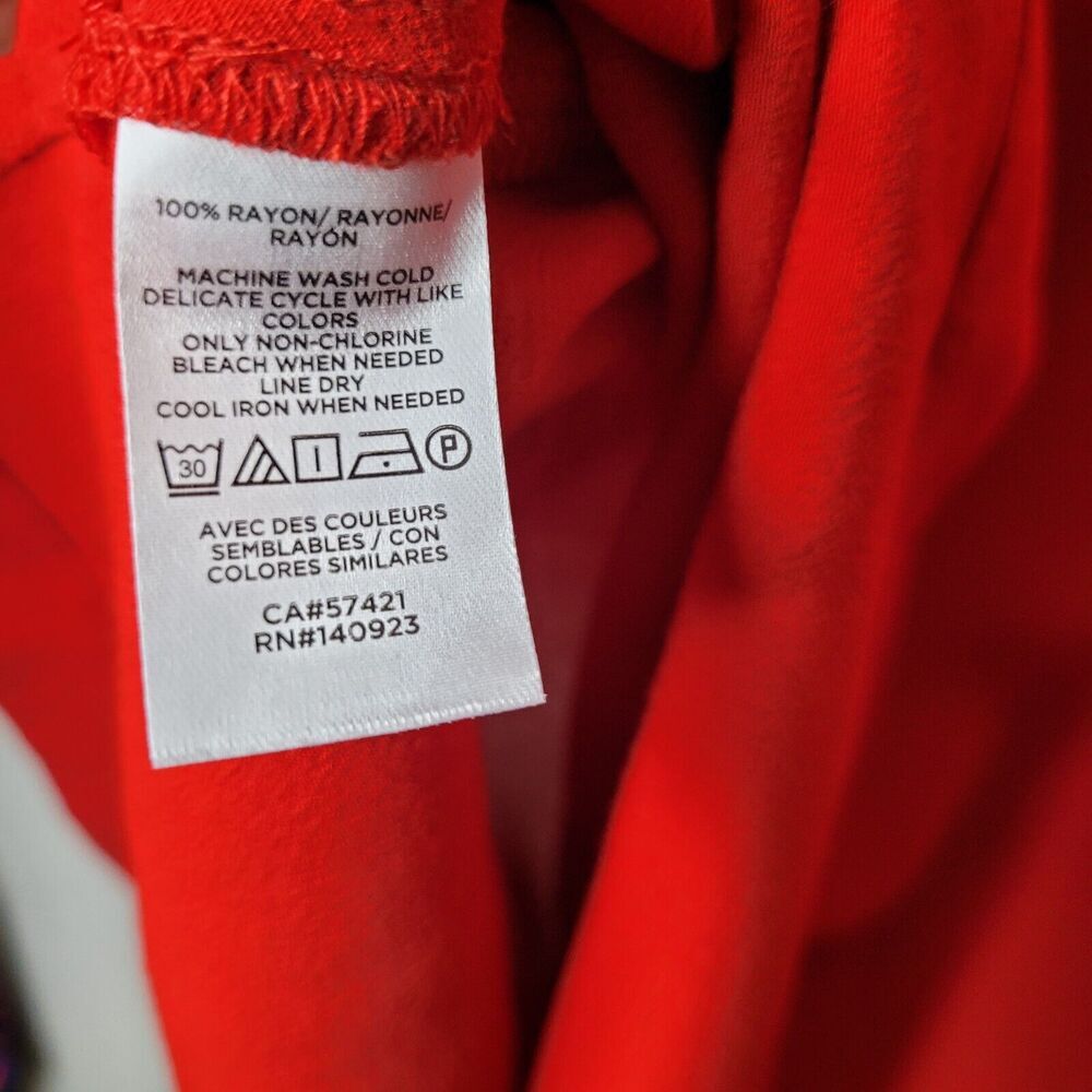 NWT Loft Womens Size Small Top Long Sleeve Ruffled Neck Button Loop Blouse Red - Picture 5 of 8